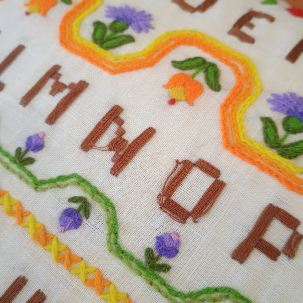 Vintage Finished Bucilla Needlecraft Sampler Decor Throw Pillow 15 X 15 READ